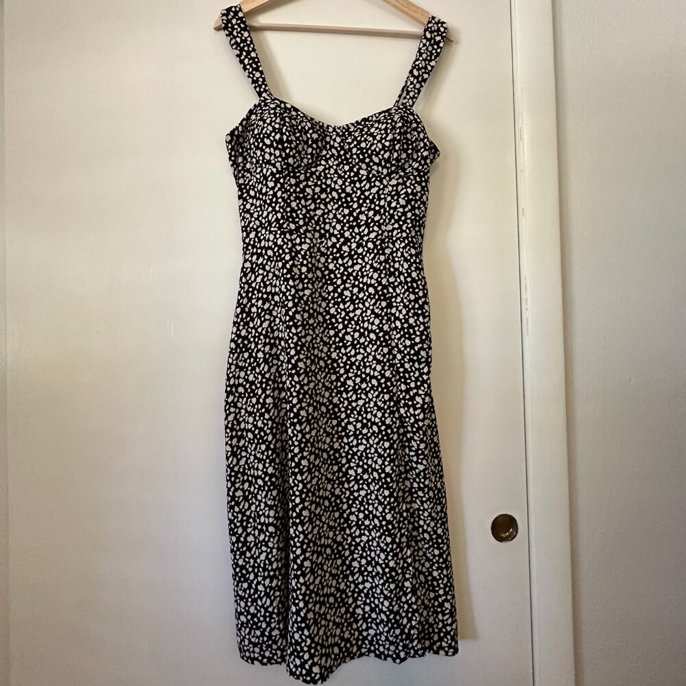 Lola and Grace Black Polka Dot Bustier Dress Midi A Line Small